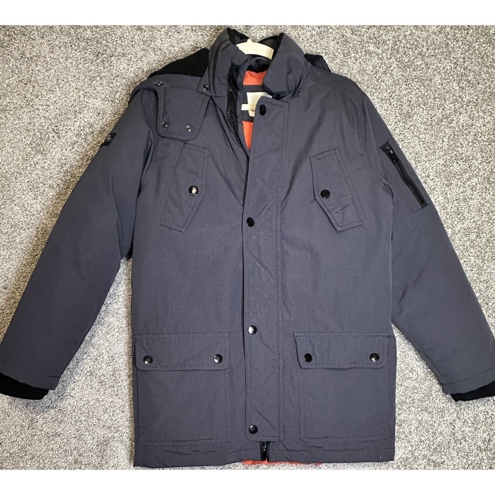 Diesel Boys Hooded Puffer Parka Jacket Gray Orange Size 14/16 Winter Coat